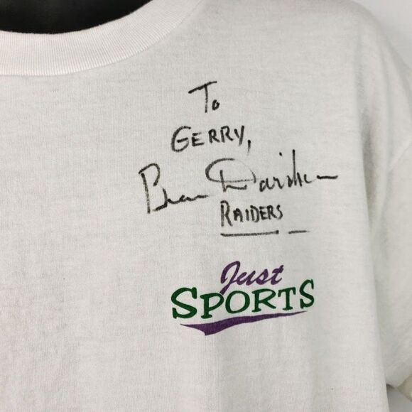 Ben Davidson Oakland Raiders T Shirt Vintage 90s Just Sports SIGNED NFL Football - Picture 2 of 6